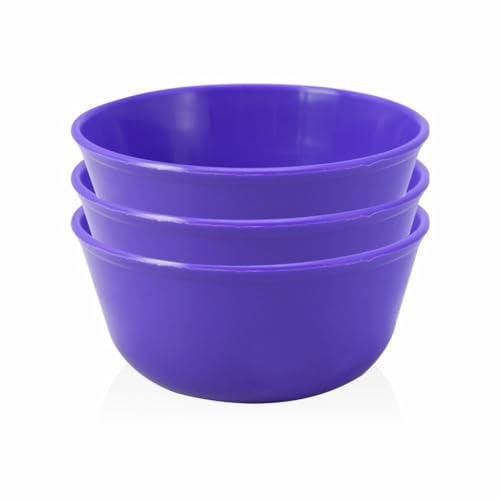 Wonder Homeware Sigma 500 Unbreakable BPA Free Plastic Bowl Set for Cereal, Salad, Rice, Soup, Pasta, Snack Bowl, Microwave Safe, Dishwasher Safe, 3 Pcs, 450 ml (Violet) - Image 1