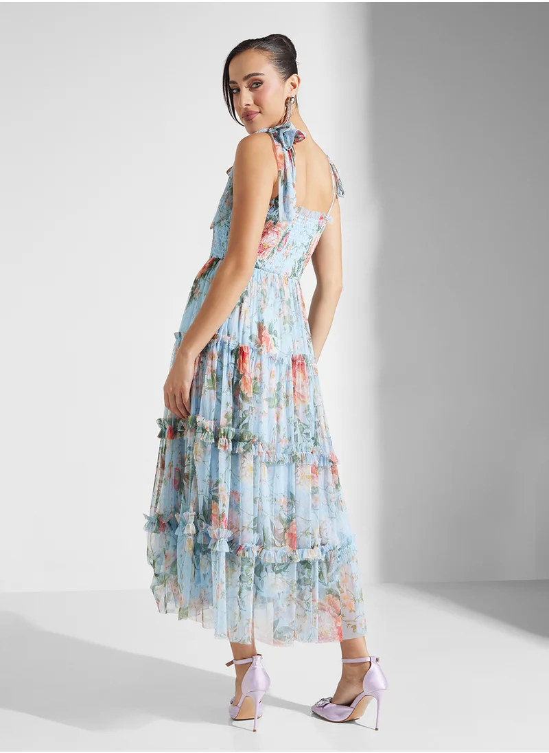 ليس اند بيدز Floral Sweetheart Neck  Dress