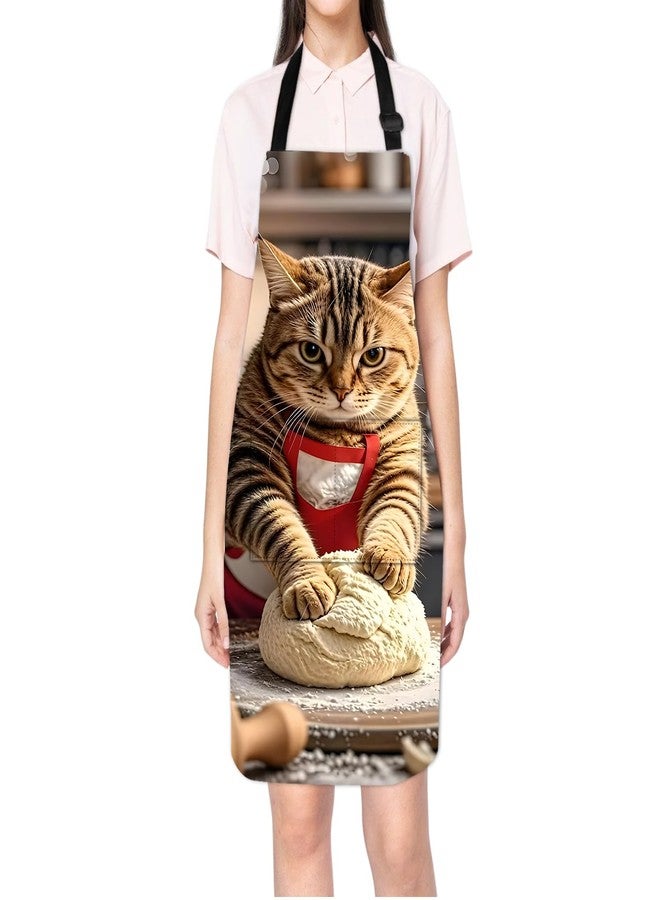 THISFIND Funny Cat Apron with 2 Pockets Waterproof for Men Women Kitchen Garden Decor - Image 2