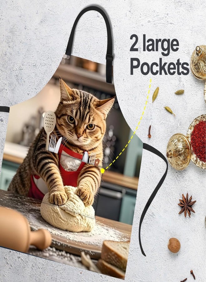 THISFIND Funny Cat Apron with 2 Pockets Waterproof for Men Women Kitchen Garden Decor - Image 5