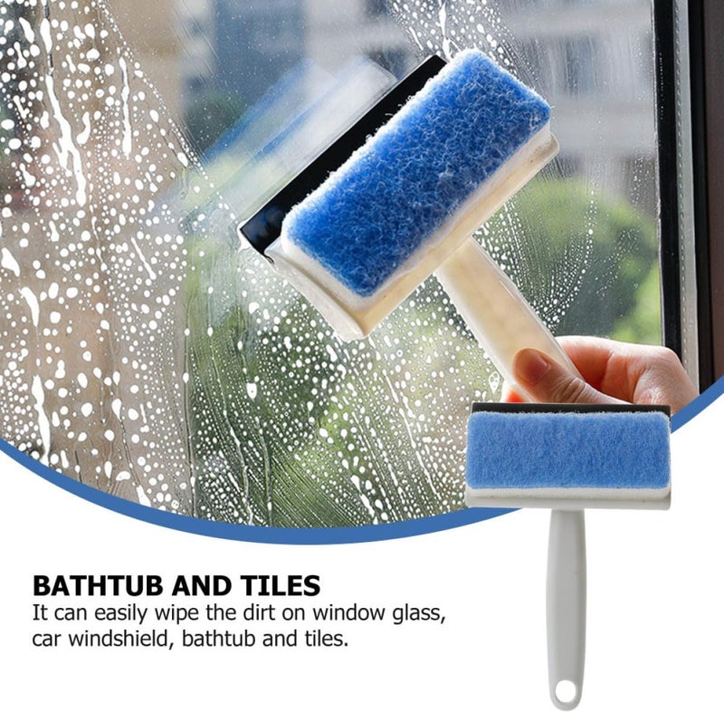 Double-Sided Glass Wiper and Cleaning Brush, Household Window Cleaner Water Scraper for Bathroom and Kitchen Glass, Shower Door, Wall Surface Cleaning Tool - Image 3