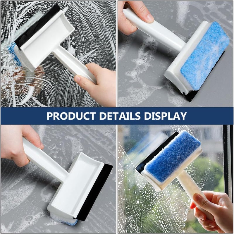 Double-Sided Glass Wiper and Cleaning Brush, Household Window Cleaner Water Scraper for Bathroom and Kitchen Glass, Shower Door, Wall Surface Cleaning Tool - Image 5