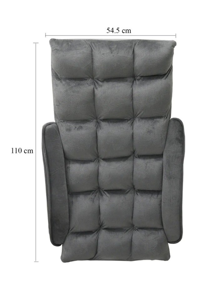 Luxury Folding Floor Chair with Armrest – Comfortable Velvet Fabric Recliner Chair for Relaxing and Camping, Comfortable Back Support, Folds Easily for Storage, Ideal for Living Rooms, Gaming, and Picnics, 60 x 54 x 54 cm, Grey