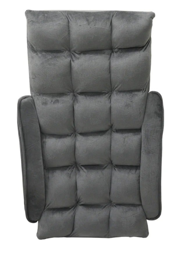 SMART HOME Luxury Folding Floor Chair with Armrest – Comfortable Velvet Fabric Recliner Chair for Relaxing and Camping, Comfortable Back Support, Folds Easily for Storage, Ideal for Living Rooms, Gaming, and Picnics, 60 x 54 x 54 cm, Grey - Image 2