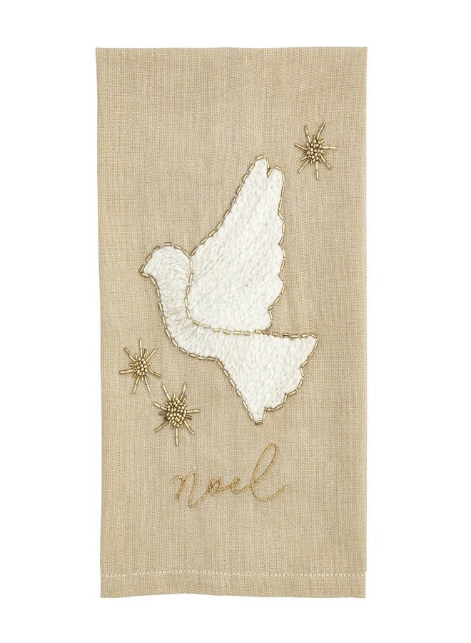 Mud Pie Christmas Dove Gold Christmas Beaded Towel