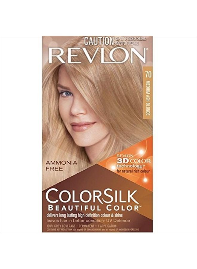 Revlon لون شعر ريفلون كولور سيلك 70 أشقر رمادي متوسط 1 كل (عبوة من 4)