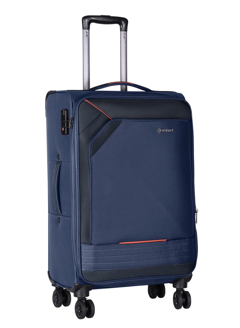 eminent Expandable Luggage Trolley Bag Soft Suitcase for Unisex Travel Polyester Shell Lightweight with TSA lock Double Spinner Wheels E777SZ Medium Checked 24 Inch Navy Blue