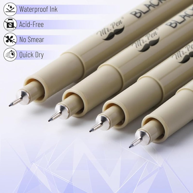 Mr. Pen - Black Fineliners, 0.25mm, 4 Pack, Bible Pens No Bleed, Fine Tip, Ultra Fine, Black Art Pens - Image 5