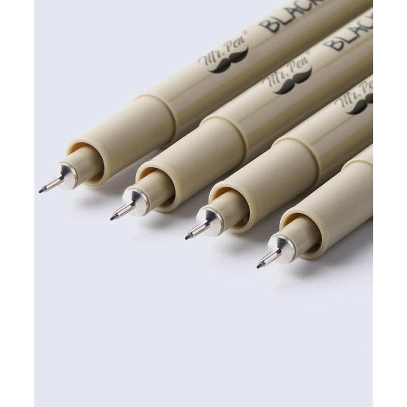 Mr. Pen - Black Fineliners, 0.25mm, 4 Pack, Bible Pens No Bleed, Fine Tip, Ultra Fine, Black Art Pens - Image 1