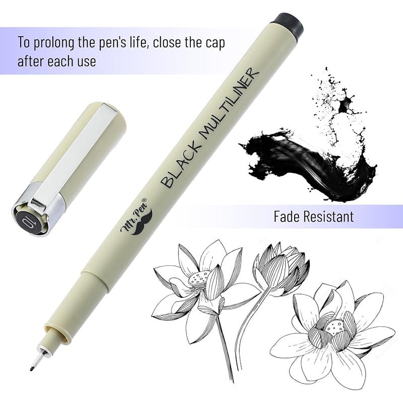 Mr. Pen - Black Fineliners, 0.25mm, 4 Pack, Bible Pens No Bleed, Fine Tip, Ultra Fine, Black Art Pens - Image 3