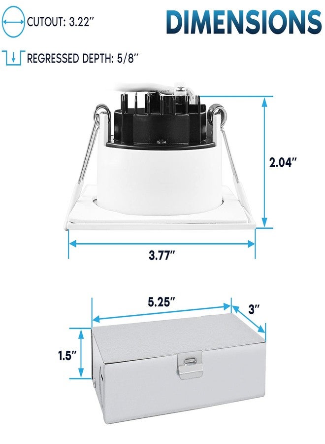 LUXRITE 3 Inch Square LED Recessed Ceiling Light with Junction Box, 10W, 5CCT Selectable 2700K/3000K/3500K/4000K/5000K, 800LM High Brightness, Dimmable Canless Downlight, Wet Rated, IC Rated, ETL - Image 4