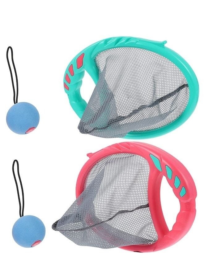 MIXDE 2 Toss and Catch Net with 2 Beach Ball Toy Set, Catch Ball Game Set, Beach Catch Toys, Scoop Ball Set with 2 Throwers and 2 Balls Perfect Outdoor Sports gift, Beach, Playground Sets for Kids / Family - Image 1