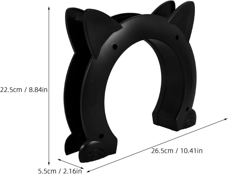 PRETYZOOM Pet Door Cat Shaped Interior Door Plastic Medium Size Black Two-Way Entry Kitten - Image 2