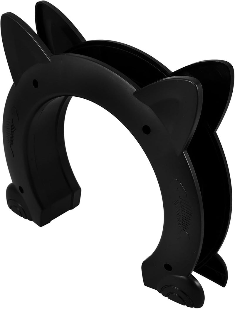 PRETYZOOM Pet Door Cat Shaped Interior Door Plastic Medium Size Black Two-Way Entry Kitten - Image 1