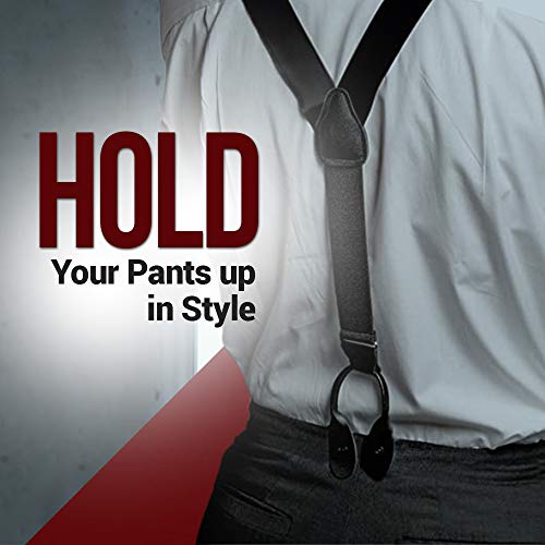 HOLD'EM 100% Silk Suspenders Men Y-Back Fancy Solid Button End-White Paisley - Image 5