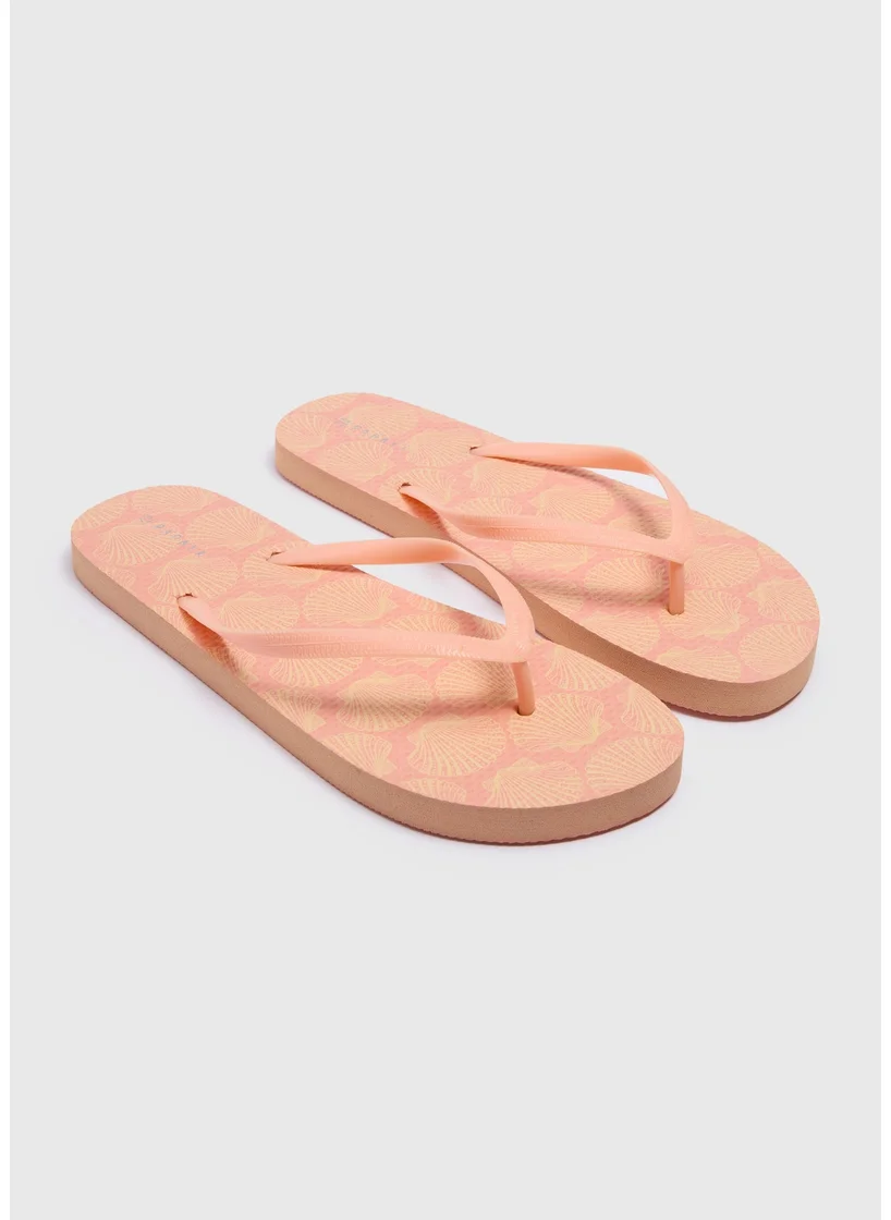 Matalan Coral Shell Print Flip Flops