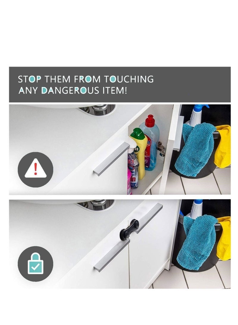 Child Safety Cabinet Locks 8 Pack Children is Safety Lock Anti Pinch Hand Children is Cabinet Door Lock Baby Proofing Latches Lock for Drawers Cabinets Oven Fridge Toilet Seat Black - Image 3