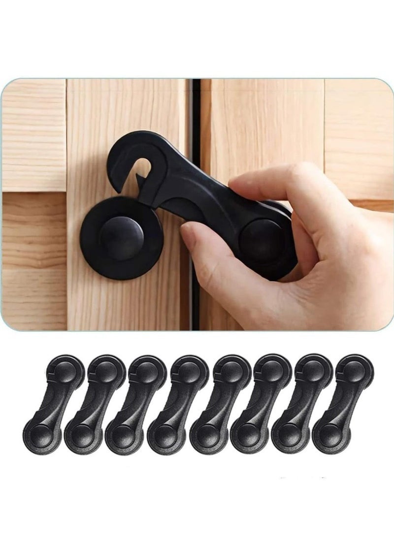 Child Safety Cabinet Locks 8 Pack Children is Safety Lock Anti Pinch Hand Children is Cabinet Door Lock Baby Proofing Latches Lock for Drawers Cabinets Oven Fridge Toilet Seat Black - Image 1