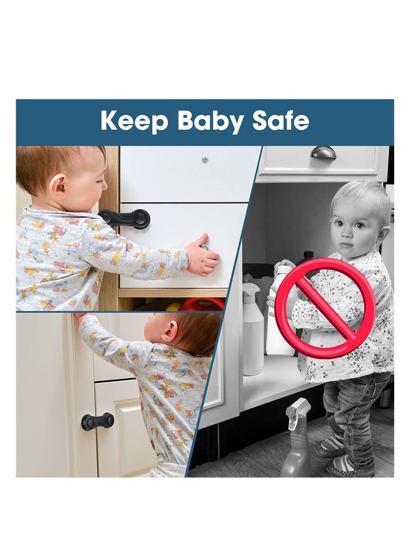 Child Safety Cabinet Locks 8 Pack Children is Safety Lock Anti Pinch Hand Children is Cabinet Door Lock Baby Proofing Latches Lock for Drawers Cabinets Oven Fridge Toilet Seat Black - Image 2