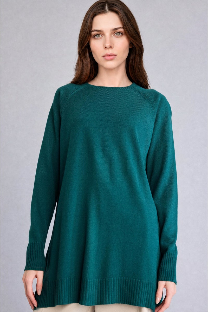 DeFacto Green Woman Regular Fit Crew Neck Knit Tunic Casual - Image 3