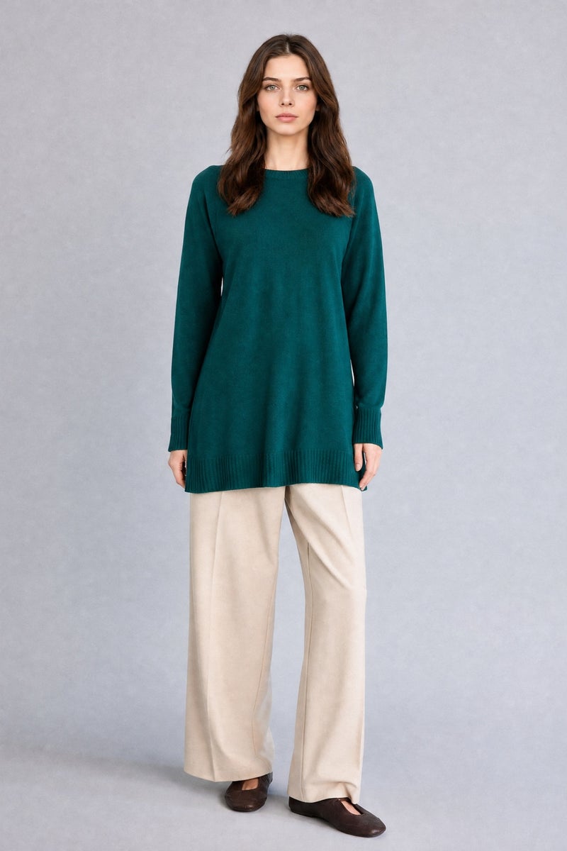 DeFacto Green Woman Regular Fit Crew Neck Knit Tunic Casual - Image 2