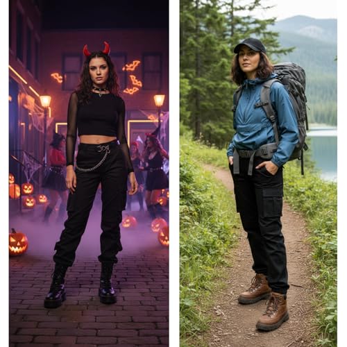 OCHENTA Black Cargo Pants Women, Womens Casual Stretch Cargo Work Combat Tactical Travel Pants Size 4 - Image 3