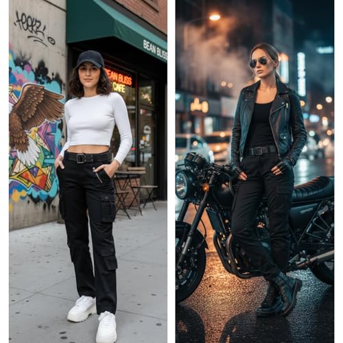 OCHENTA Black Cargo Pants Women, Womens Casual Stretch Cargo Work Combat Tactical Travel Pants Size 4 - Image 2