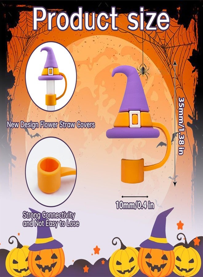 SEMATA 6PCS Halloween Straw Cover Cap for Stanley Cup Accessories,Silicone Straw Toppers for Stanley Tumbler 40&30 oz,Cute Skull Ghost Reusable Straw Tips Protectors Compatible with 10mm 0.4in Straws - Image 2