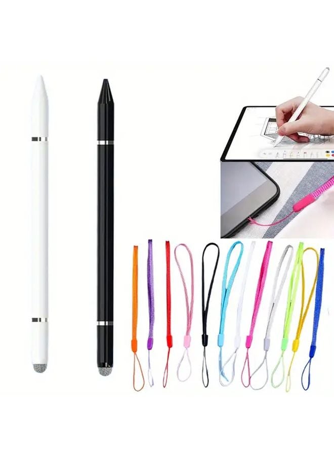 3 In 1 Stylus Pen With Phone Lanyard 3pcs White Compatible All Touchscreen - Image 1