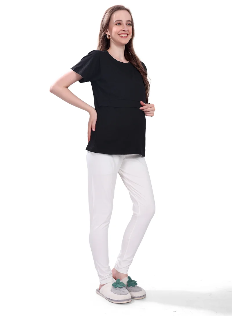 TUMMY Maternity & Nursing Pull On Top - Black