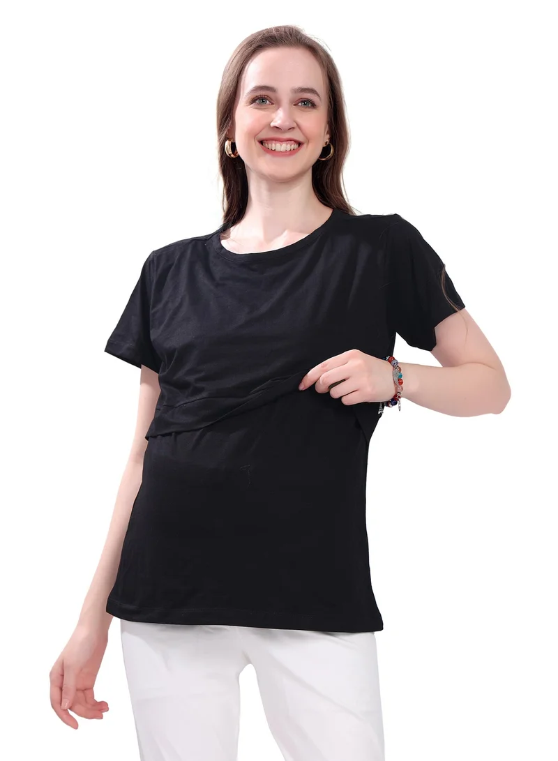TUMMY Maternity & Nursing Pull On Top - Black