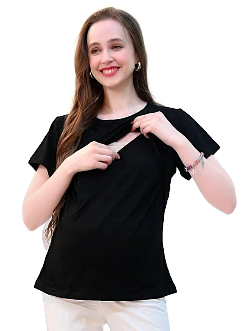 TUMMY Maternity & Nursing Pull On Top - Black