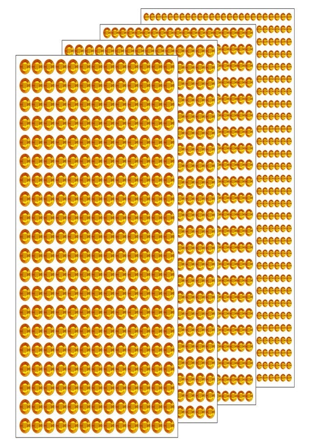 Jacnkb 1799 Pcs 4 Sheets Rhinestone Stickers 3/4/5/6 mm Self Adhesive Rhinestones Gems for Face Eyes Makeup Hair Body (gold-3/4/5/6mm) - Image 1