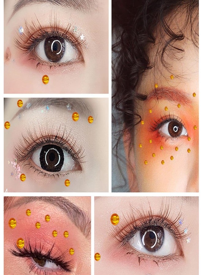 Jacnkb 1799 Pcs 4 Sheets Rhinestone Stickers 3/4/5/6 mm Self Adhesive Rhinestones Gems for Face Eyes Makeup Hair Body (gold-3/4/5/6mm) - Image 4