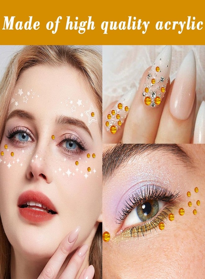 Jacnkb 1799 Pcs 4 Sheets Rhinestone Stickers 3/4/5/6 mm Self Adhesive Rhinestones Gems for Face Eyes Makeup Hair Body (gold-3/4/5/6mm) - Image 5