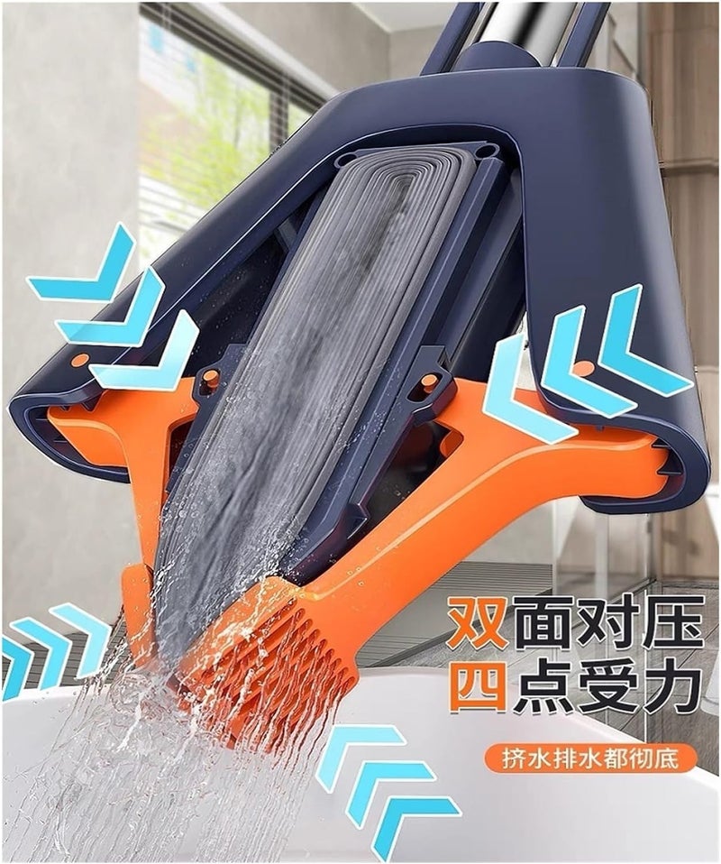 KRLZ Sponge Mop for Floor Cleaning Self Squeeze Mop Absorbent PVA Sponge Heads Foam Sponge Mop with Wringer 51 Long Handle Hands Free Wash Roller Mop for Hardwood Laminate Tile - Image 2