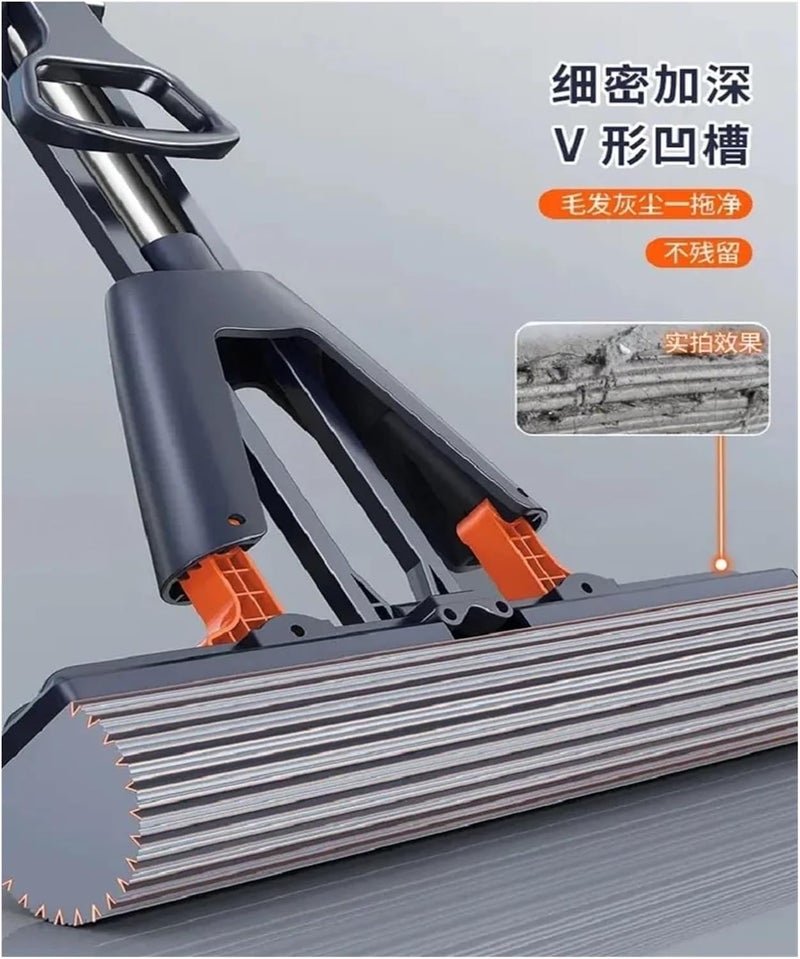 KRLZ Sponge Mop for Floor Cleaning Self Squeeze Mop Absorbent PVA Sponge Heads Foam Sponge Mop with Wringer 51 Long Handle Hands Free Wash Roller Mop for Hardwood Laminate Tile - Image 5