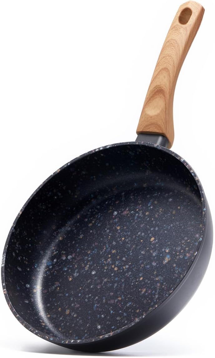Jovire 8.5 Inch Nonstick Frying Pan, Black PFAS-Free Non-Toxic Skillet, 3mm Aluminum Base for Even Heat, Induction Compatible, Dishwasher Safe, Healthy Cooking for Eggs, Pancakes & Omelets - Image 1