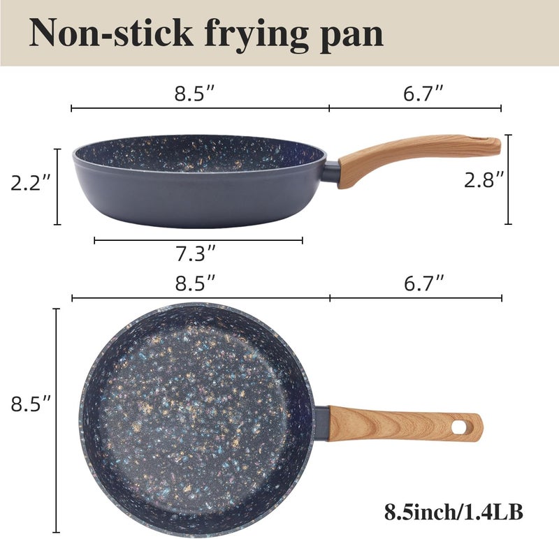 Jovire 8.5 Inch Nonstick Frying Pan, Black PFAS-Free Non-Toxic Skillet, 3mm Aluminum Base for Even Heat, Induction Compatible, Dishwasher Safe, Healthy Cooking for Eggs, Pancakes & Omelets - Image 2