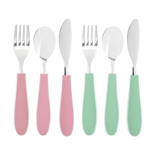 Elk and Friends Elk and Friends Kids Silverware with Silicone Handle  Childrens Safe Flatware  Kids Utensils  Spoon  Fork  Knife set  4 years  6 Pieces 