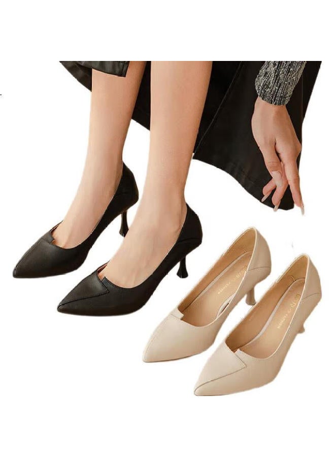 DUSTO Dong Commuter Shoes Women'S Shoes Spring Simple Irregular Black Two-Wear Thin Heel Shallow Mouth High Heels 3221 - Image 3