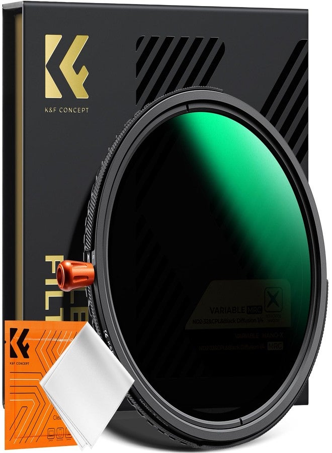 K&F Concept Nano-Xcel 67MM Variable Filter ND2-32 & Black-Mist 1/4 & Polarizer 3 in 1,ND2-32 Neutral Density & CPL & Black Diffusion 1/4 Filter with Cleaning Cloth - Image 1