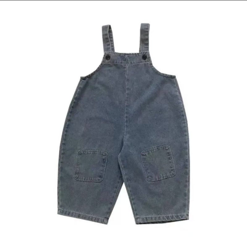 Korean Children'S Clothing Girls Retro Patch Denim Overalls New Baby Cute Loose Jumpsuit Suit - Image 3