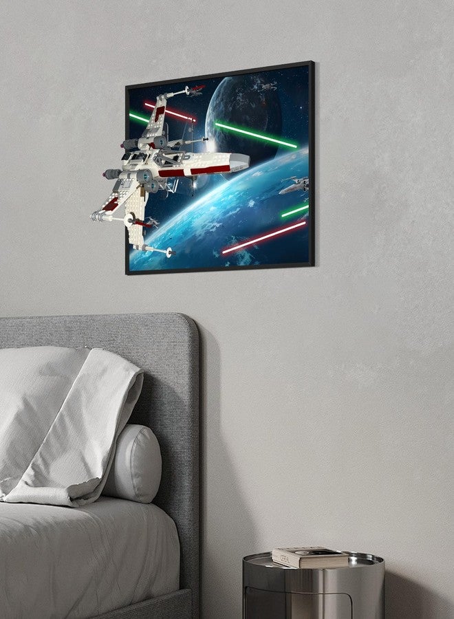 DALDED Display Wall Board Compatible with Lego Star Wars Luke Skywalker's X-Wing Fighter 75301Building Set, Premium Acrylic Art Frame with Secure Brick Holder, Space Battle Backdrop - Image 4