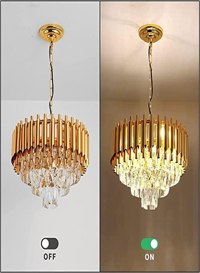 Virya Modern Luxury Crystal Pendant Light Chandelier Round 400mm Flush Mount Ceiling Lighting Fixture for Living Room Dining Table Restaurant, Gold - Image 4