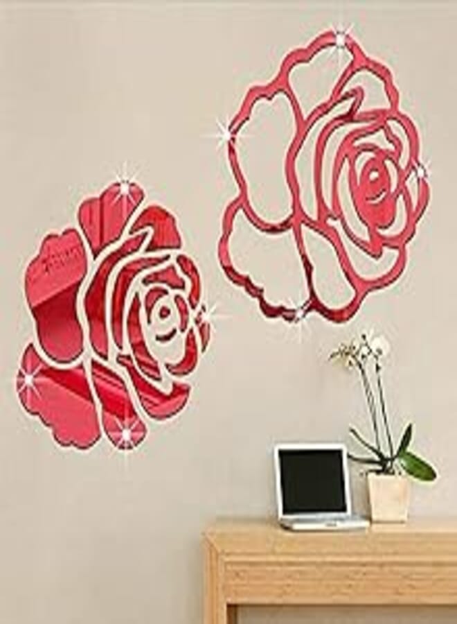 OR Rose Flower DIY Mirror Wall Stickers Home Usable Sticker Decoration Shaped Novelty Mirror Decor