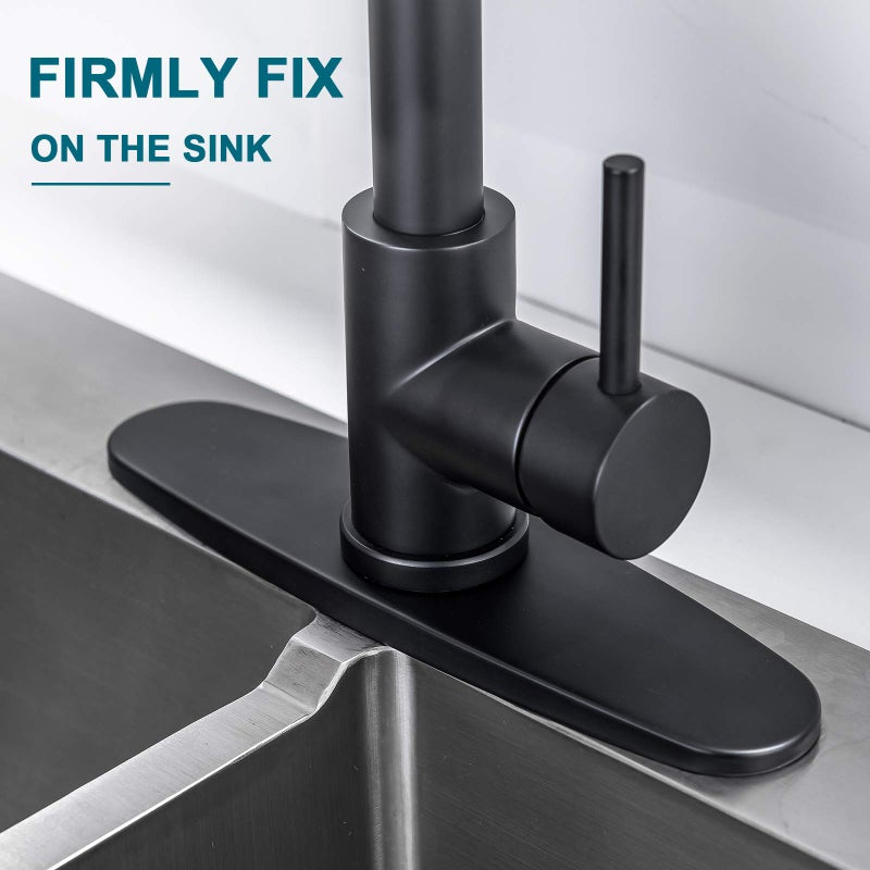 VFAUOSIT Kitchen Faucet Cover  Escutcheon Plate Faucet Hole Cover Stainless Steel Deck Plate For Kitchen Faucet 1 Or 3 Hole Bathroom Sink 10  Matte Black - Image 4