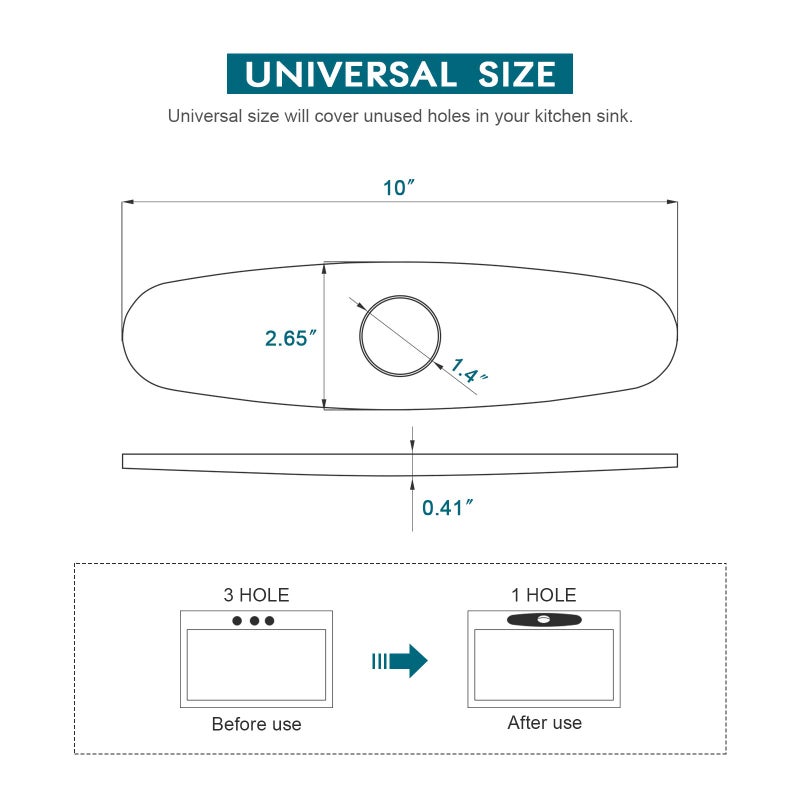VFAUOSIT Kitchen Faucet Cover  Escutcheon Plate Faucet Hole Cover Stainless Steel Deck Plate For Kitchen Faucet 1 Or 3 Hole Bathroom Sink 10  Matte Black - Image 2