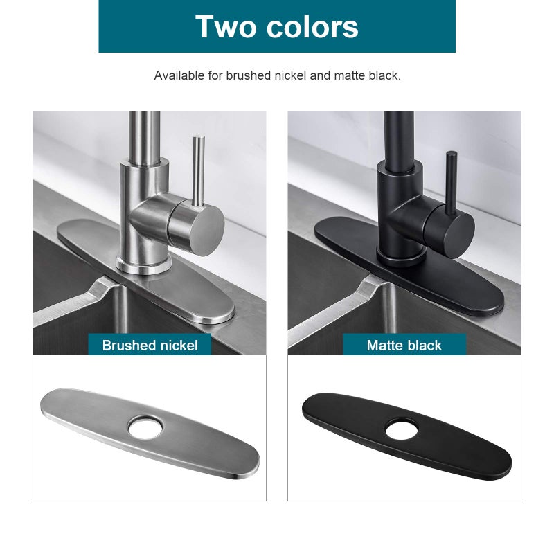 VFAUOSIT Kitchen Faucet Cover  Escutcheon Plate Faucet Hole Cover Stainless Steel Deck Plate For Kitchen Faucet 1 Or 3 Hole Bathroom Sink 10  Matte Black - Image 5