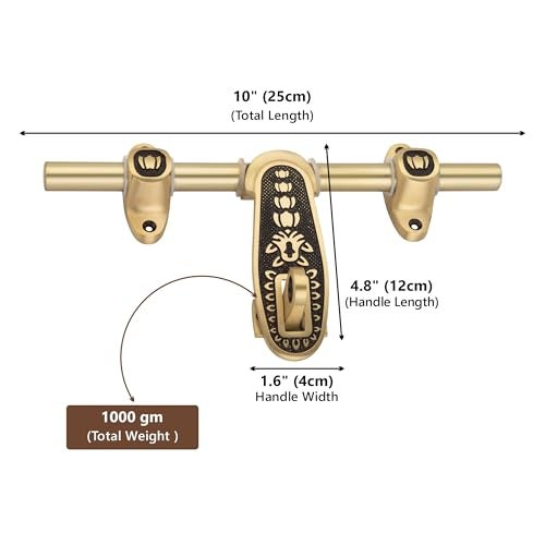 COMPASS Rose Series Brass Heavy Aldrop for Single Door for Home/Office Door (Coffee Antique, 10 Inch) - Image 2